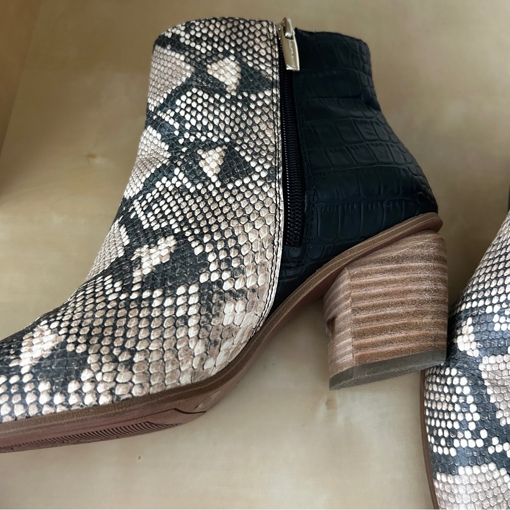 Vince Camuto Snakeprint Grasem Leather Ankle Booties - Picture 13 of 16